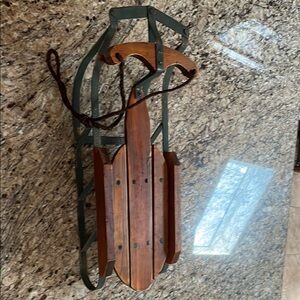 Vintage Wooden Sled with Metal Runners